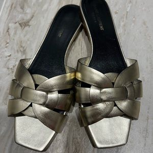 YSL Tribute Flat Mules *RARE COLOR* Champagne